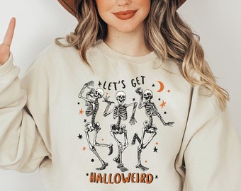 Let's Get Halloweird, Dancing Skeletons, skeleton sweatshirt, Spooky Skeletons Crewneck, Retro Halloween, sweatshirt vintage, halloween town