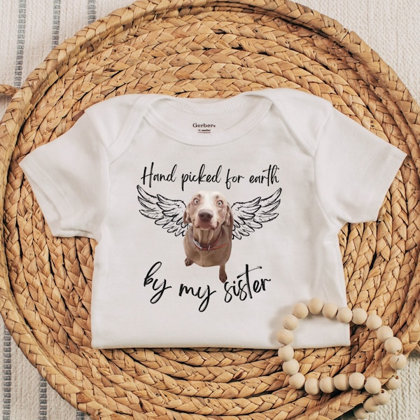 Custom Hand Picked From Heaven, Pet loss Baby Clothes, Text Personalized Baby, Pregnancy Announcement, Birth Reveal Baby, Baby Shower Gift