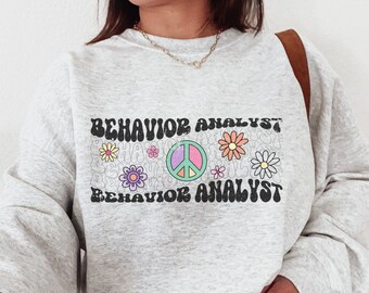 Distressed Retro Behavior Analyst sweatshir,Behavior Specialist Crewneck,ABA Crewneck, Behavior Therapist Sweater,Behavior Analyst Gift
