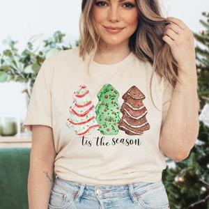 Christmas Cake Shirt, Womens Christmas Tree Cakes Shirt, Xmas Holiday Gift, Christmas Gift, Holiday Tee, Women Christmas Shirt, Baking Tees