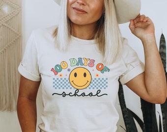 Retro smiley 100 Days of School Shirt,100 Day Shirt, 100th Day Of School Celebration, Student Shirt,Back to School Shirt, Special Education