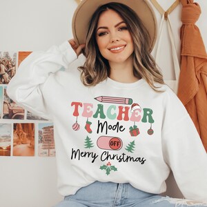 Christmas Break Lehrer Sweatshirt, Merry Teacher Bright Schüler Sweatshirt, Retro Weihnachtsshirt, Frohe Weihnachten, Neue Lehrer Geschenke