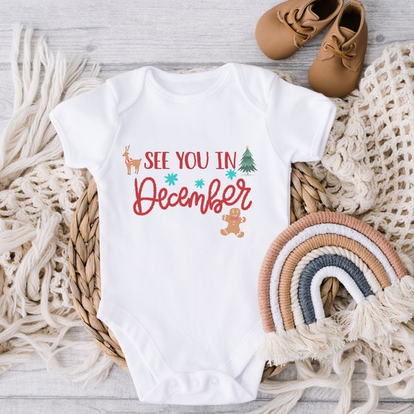See You in December Bodysuit, Baby Announcement, Baby Reveal Shirt, Baby Coming Soon, Baby Shower Gift