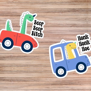 Dinosaur Kiss-Cut Stickers, Glossy Vinyl Waterproof Cute and Funny Animal Meme Sticker For Water Bottles, Laptops, Gifts