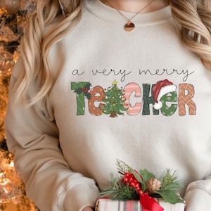Ein sehr fröhlicher Lehrer, Lehrer Weihnachten Sweatshirt, Holly Jolly Teacher, Niedliches X-mas, Weihnachtsklasse Party Sweatshirt, Schneemann Schnee Geschenk Lächeln