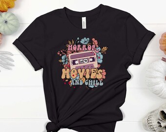 Horror Movie and Chill, Horror Fan Gift, Horror Movie Shirt, Retro Halloween Shirt, Ghost Shirt, Spooky Season Shirt, Cute Halloween, SPED