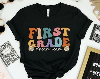 Eerste leerjaar leraar shirt, 1e leerjaar leraar shirts, cadeau voor leraar team, eerste leerjaar crew, terug naar school cadeau, leraar waardering cadeau