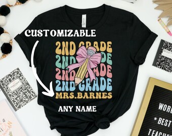 Camisa de maestro de segundo grado, camiseta de maestro personalizable, camisa del primer día de clases, regalo para maestro de segundo grado, camisa de maestro del equipo de segundo grado