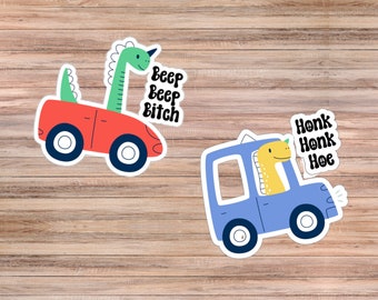 Dinosaur Kiss-Cut Stickers, Glossy Vinyl Waterproof Cute and Funny Animal Meme Sticker For Water Bottles, Laptops, Gifts