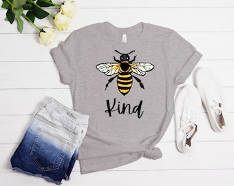 Camiseta con frase inspiradora "Bee Kind"