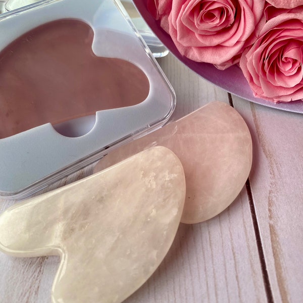 GENTLE Rose Quartz Facial Shaping Tool, Gua Sha, Self-Care, Natural Beauty, Tension Relief Stone