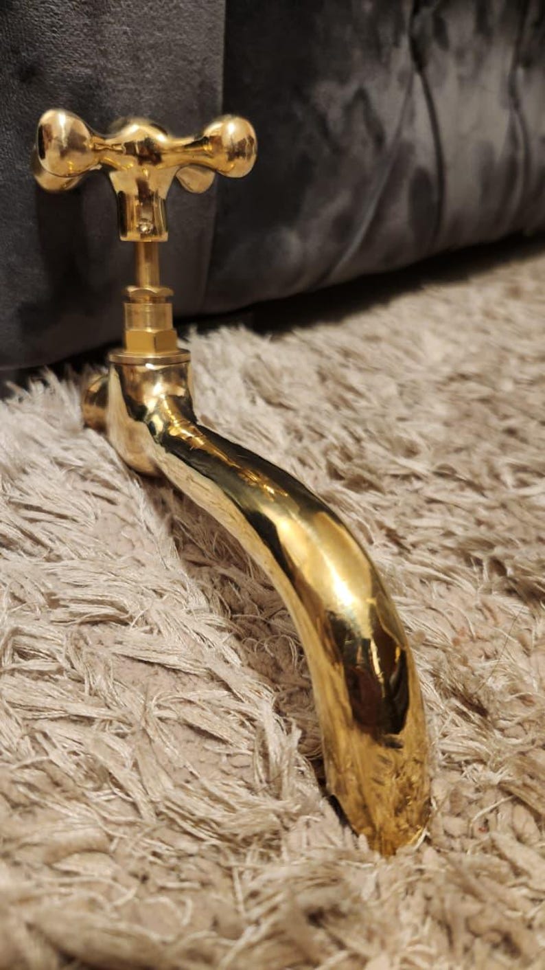 Handmade Moroccan Brass Faucet: Vintage Unlacquered Bronze Wall Mount ...