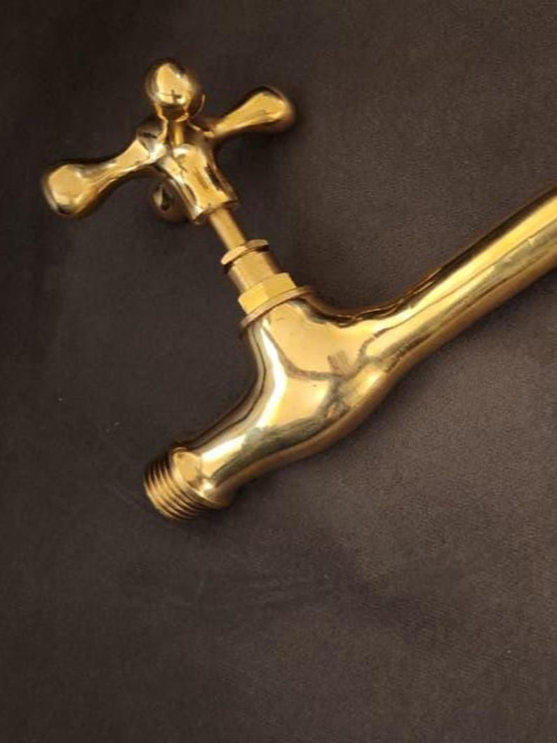 Handmade Moroccan Brass Faucet: Vintage Unlacquered Bronze Wall Mount ...