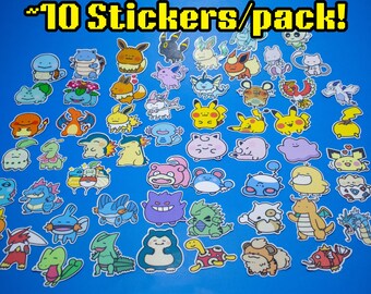 1.5 Inch Pokemon Vinyl 9 Sticker Pack- Waterproof, UV Resistant