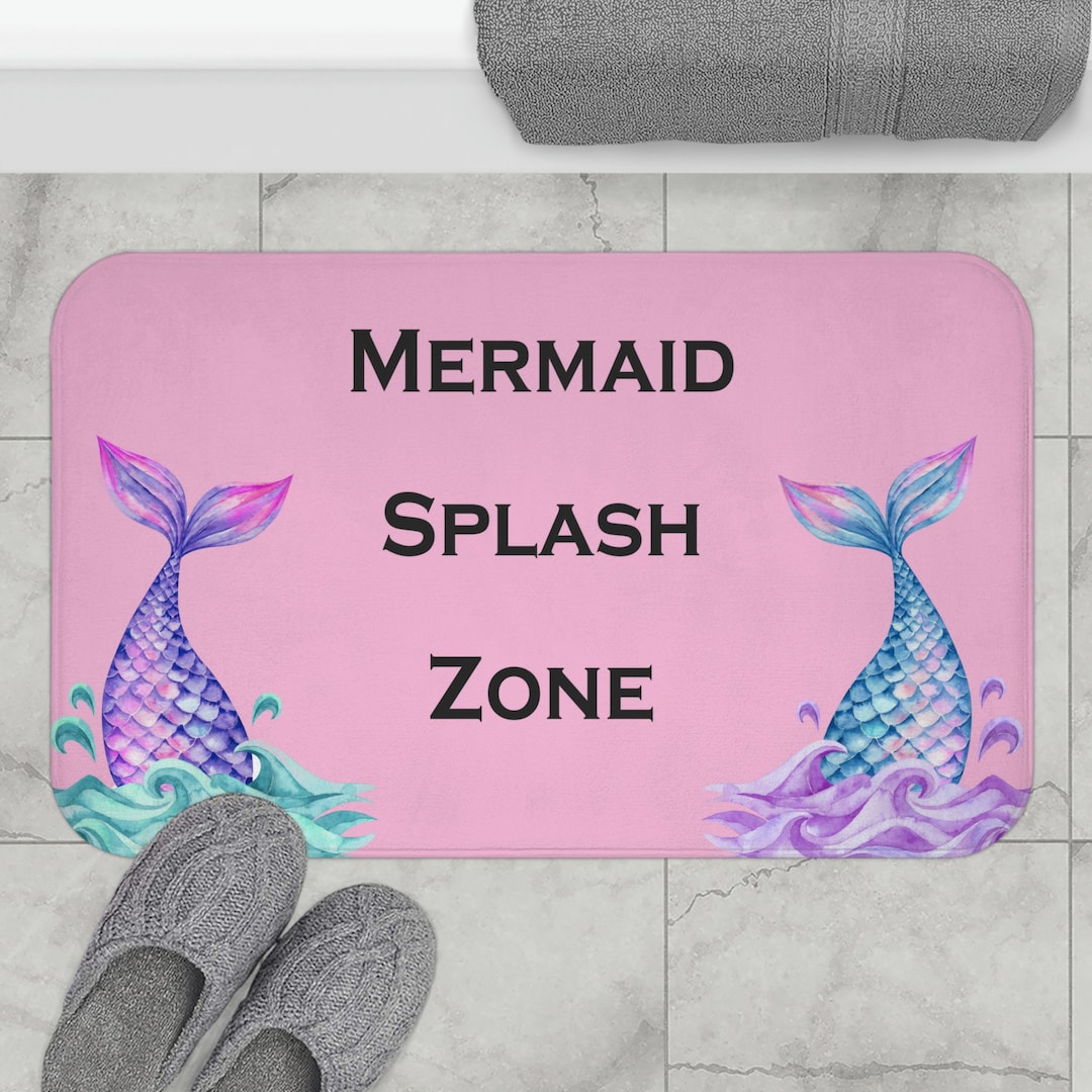Mermaid Splash Zone Bath Mat Mermaid Bathroom Decor Pink Etsy