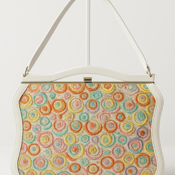 Naturalizer Embroidered Vintage Handbag with Matching Beaded Wallet 1950s Japan