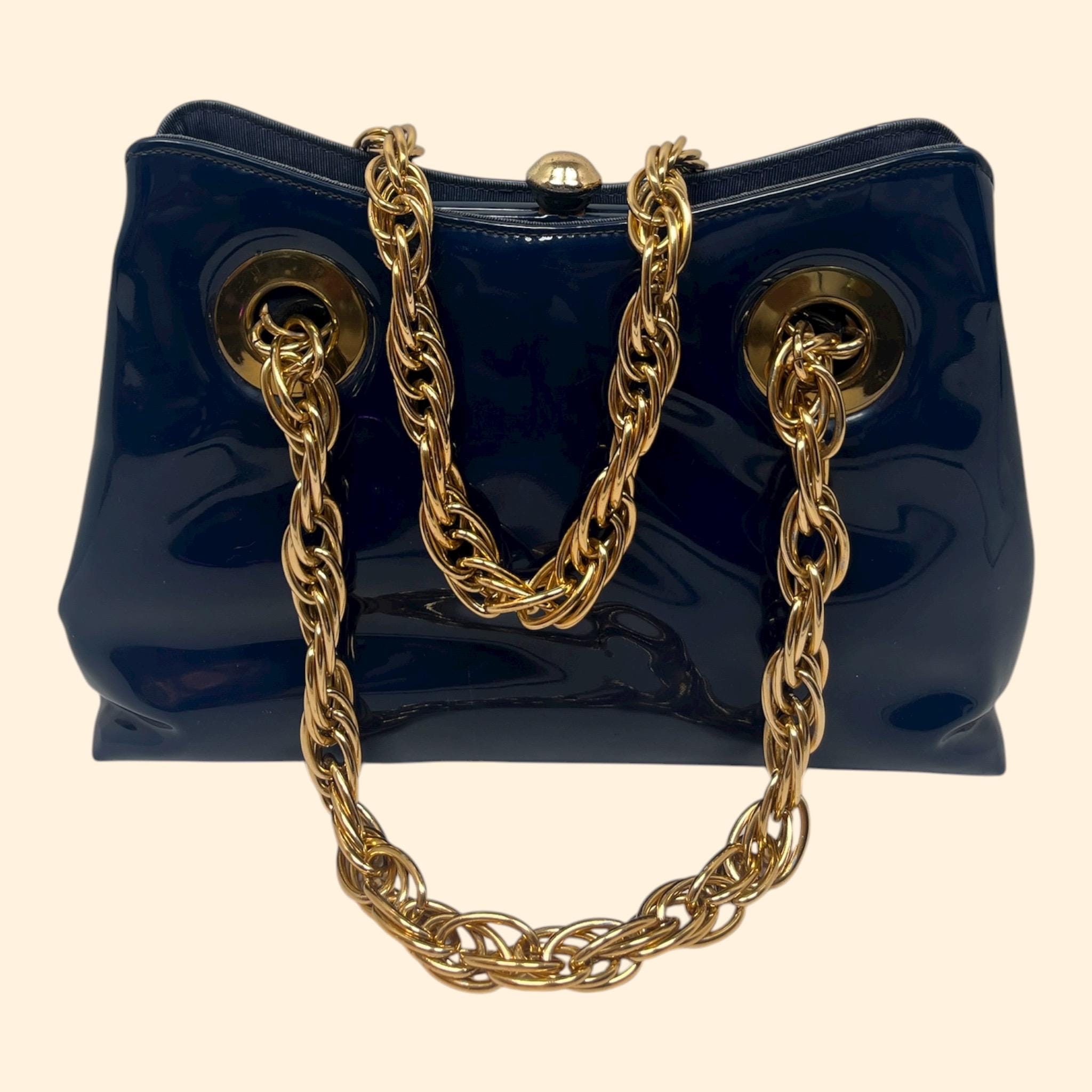 Navy Blue Patent Purse