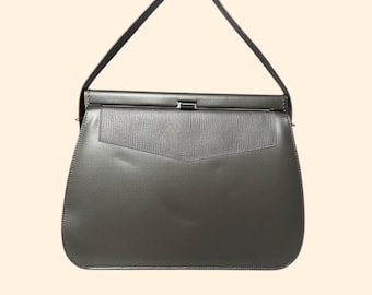 Bolso de mano gris estructurado vintage de los años 60