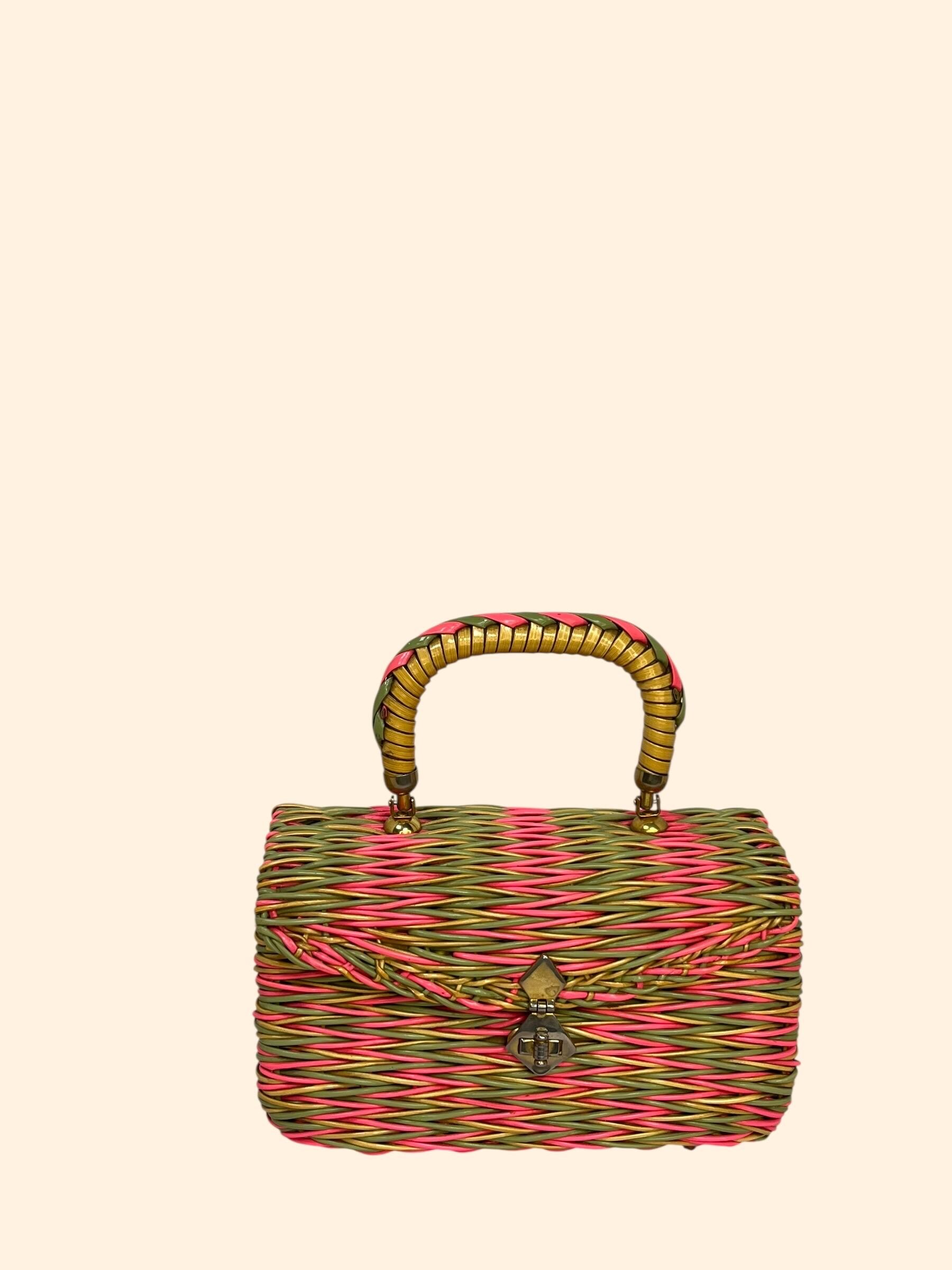Sac Vintage Années 60 En Osier Et Plastique - Fourre-tout Femme - Occasion