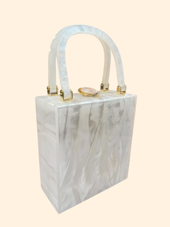 1960s Vintage box lucite marble white skycraft of Miami made in Hongkong View 3