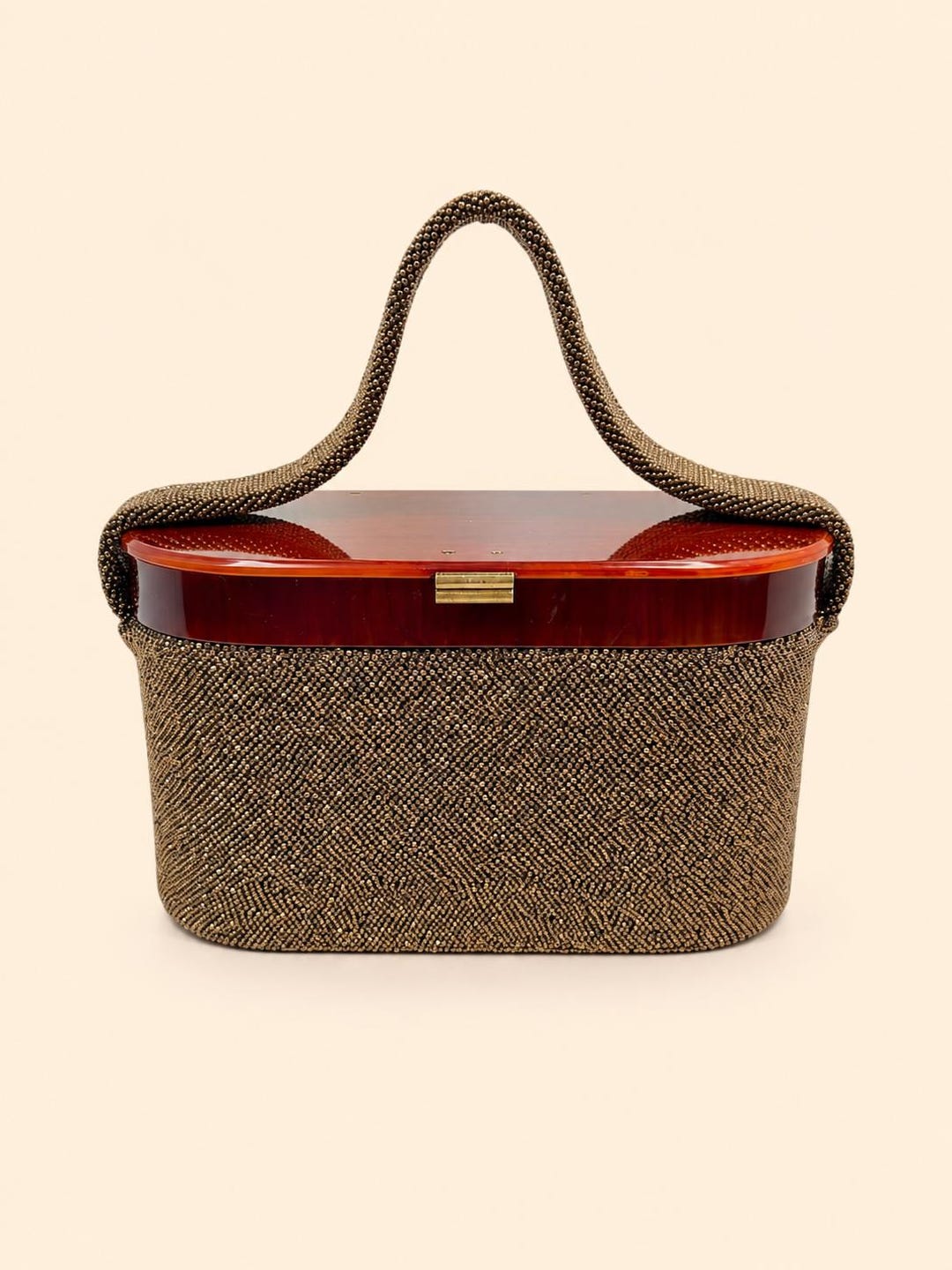 1950s Bronze Brown Beaded Bakelite Box Purse Vintage Mid Century ...