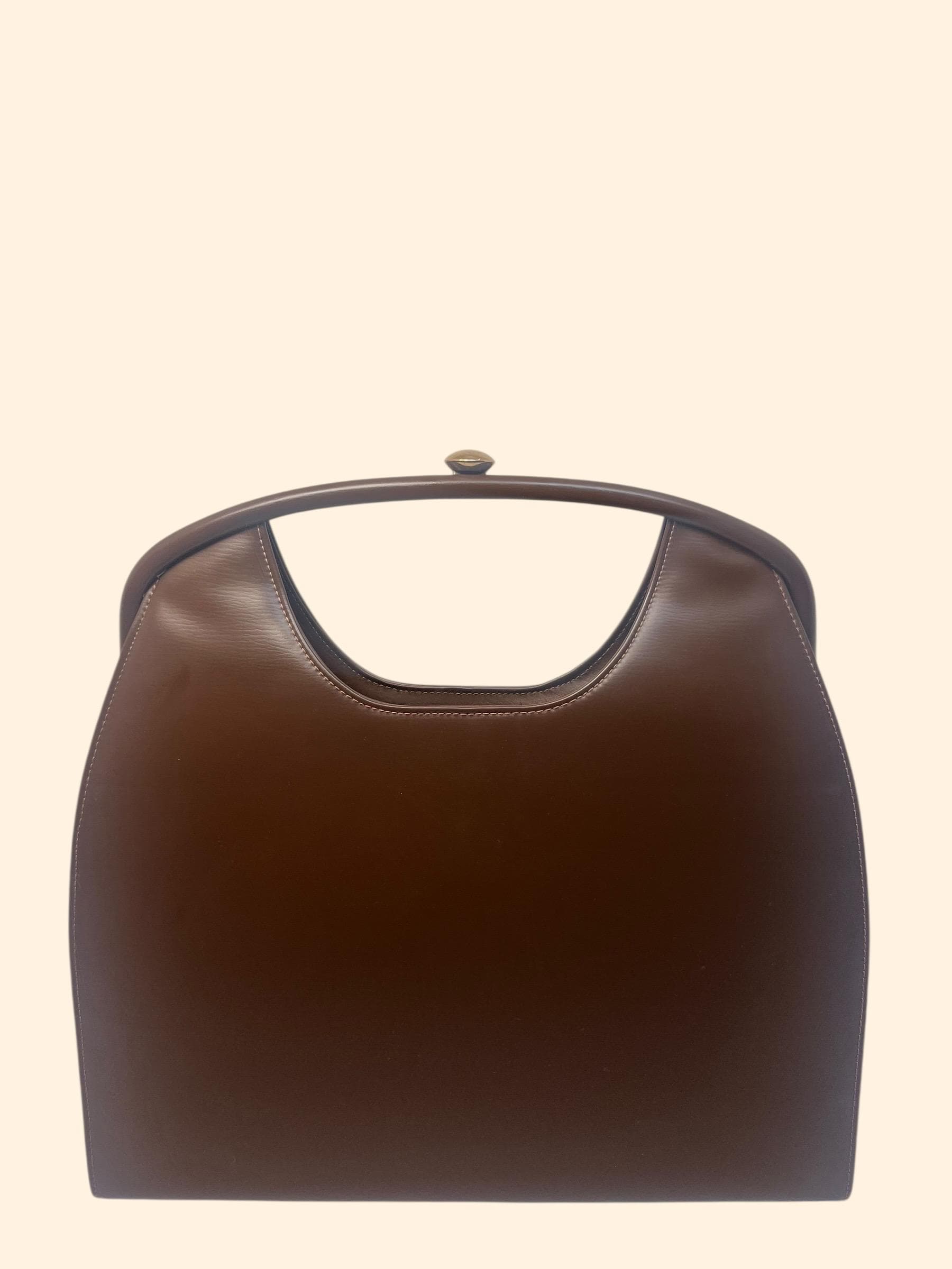 1960〜60s  Old Logo Bag フランス製 1960s Theodor California Vintage Brown Leather Handbag Structured