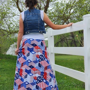 Red White and Blue Maxi Skirt | Modest Women&#39;s Clothing | Patriotic Outfit