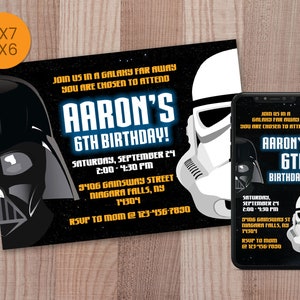 Star Wars Invitation, Star Wars Birthday, Star Wars Invites, Star Wars Party Invitations, Star Wars Printable Invite, Digital Star Wars Card