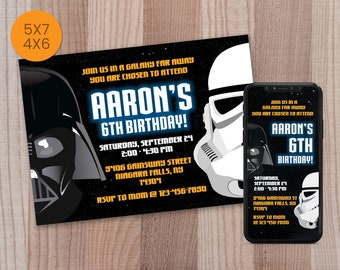 Star Wars Invitation, Star Wars Birthday, Star Wars Invites, Star Wars Party Invitations, Star Wars Printable Invite, Digital Star Wars Card