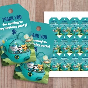 Octonauts Thank You Tags, Octonaut Party Tags, Octonauts Birthday Printables, Printable Thank You Card, Captain Barnacles Digital Download