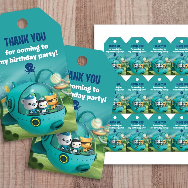 Octonauts Thank You Tags, Octonaut Party Tags, Octonauts Birthday Printables, Printable Thank You Card, Captain Barnacles Digital Download