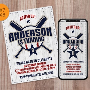 Baseball Birthday Invitation, Baseball Theme Birthday Invite, Printable Themed Invites, Ball Sports Digital Download, Sporty Birthday Card
