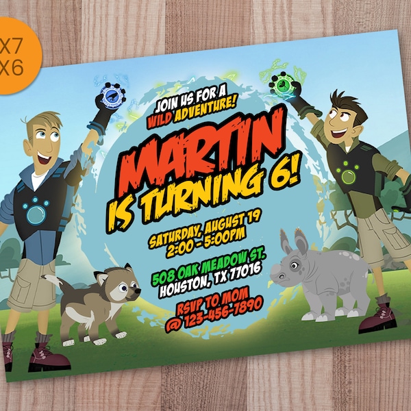 Wild Kratts Invitation, Wild Kratt Birthday Invite, Animals Party Invitations, Jungle Printables, Digital Download