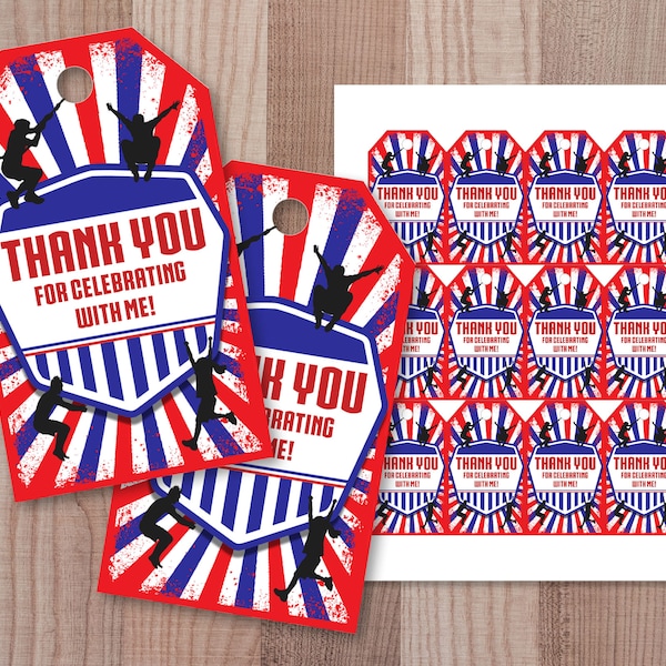 American Ninja Warrior Thank You Tags, Ninja Party Tags, Ninja Printables, Printable Ninja Thank You Card, Warrior Digital Download