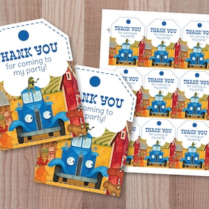 Little Blue Truck Thank You Tags, Blue Truck Birthday Party, Blue Truck Favor, Truck Printables, Truck Digital Printable, Truck Loot Bag Tag