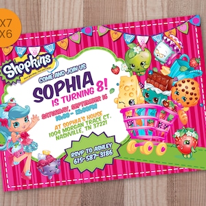 Shopkins Birthday Invitations, Shopkins Invitations, Shopkins Girl Invite, Shopkins Party, Cute Shopkins Printable, Shopkin Digital Download