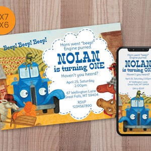 Little Blue Truck Farm Fun Birthday Invitation - Rustic Country Celebration for Kids - Easy Printable Digital - Mobile Invitation Included!