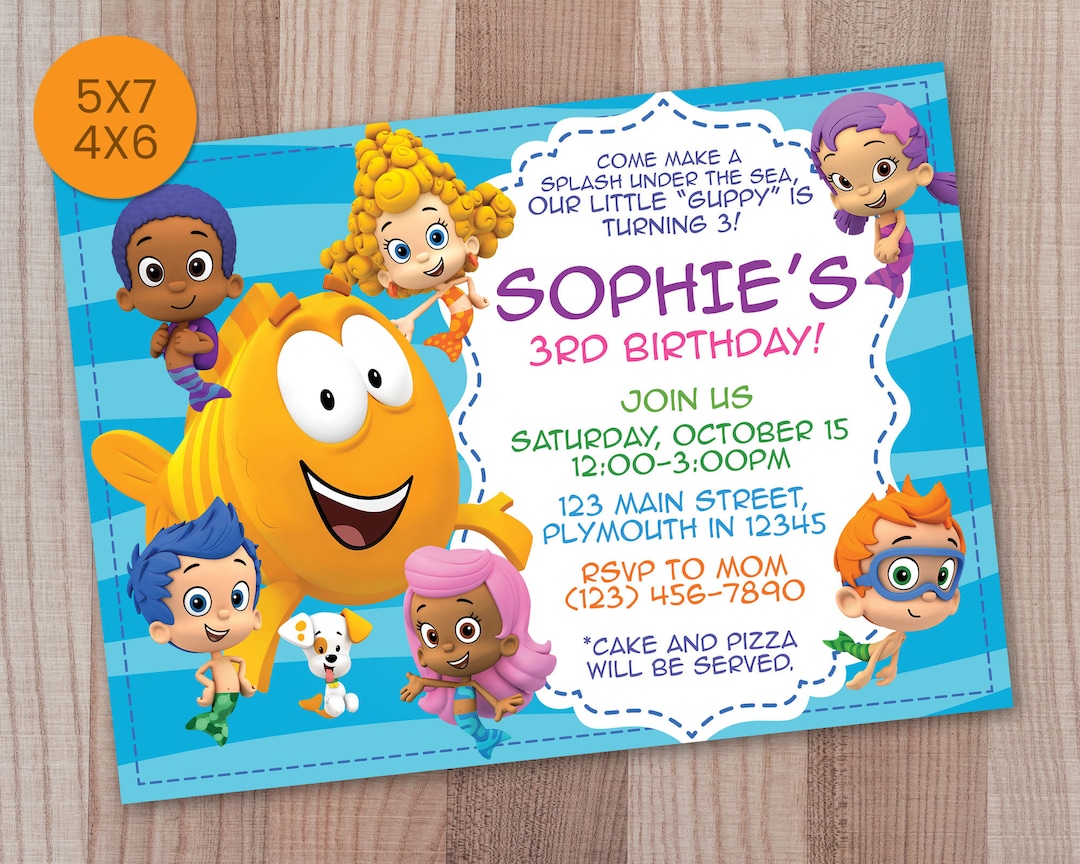 Bubble Guppies Birthday Invitation, Bubble Guppies Party Invitations ...