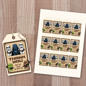 Star Wars Thank You Tags for Party Favors Storm Trooper Darth Vader -   Denmark