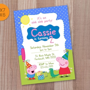Peppa Pig Birthday Invitation, Peppa Party Invitations, Peppa Themed Printable Card, Peppa Digital Invites, Download Invite Printables