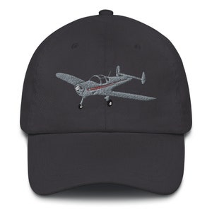 Customizable ERCOUPE embroidered adjustable pilot cap / front and back embroidery / cotton