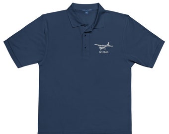 CESSNA 172 Custom N Number Embroidered Aviation Men&#39;s Premium Polo