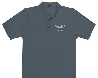 ERCOUPE custom N Number embroidered Pilot Aviation Men's Premium Polo