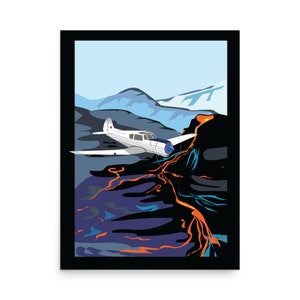 ISLANDA vulcano Yak 18-T Aviation Design grafico unico Vingate Carta fotografica lucida Poster - B Flight Hangar Artwork