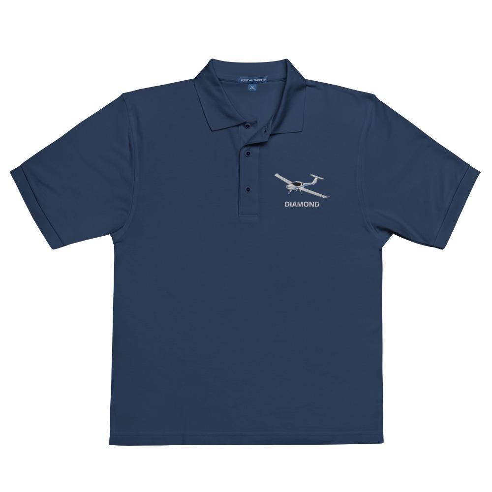 Customizable DIAMOND Aircraft Aviation Embroidered Men's Premium Polo