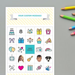 Cartones de bingo personalizados / 30 cartones únicos / Descarga de PDF imprimible personalizado / Juego de fiesta personalizado