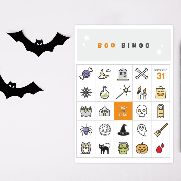 Printable Halloween Bingo | 30 Unique Bingo Cards | Instant Digital Download PDF | October Party Game