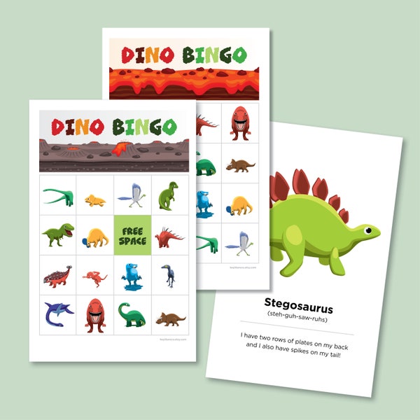 Printable Dinosaur Bingo  | Instant Download  |  24 Unique Bingo Cards