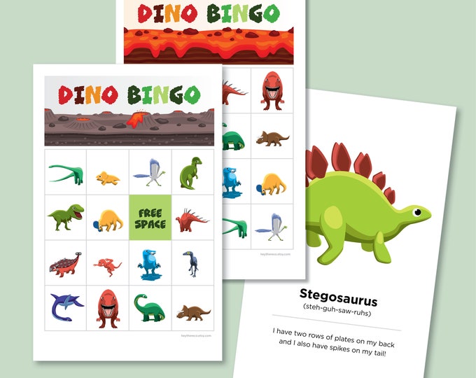 Printable Dinosaur Bingo | Instant Download | 24 Unique Bingo Cards - Etsy
