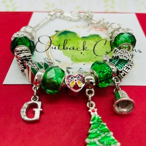 Pandora Style Bettelarmband Silberarmband Weihnachtsschmuck Grünes Bettelarmband personalisiertes Geschenk für Schmuckliebhaber